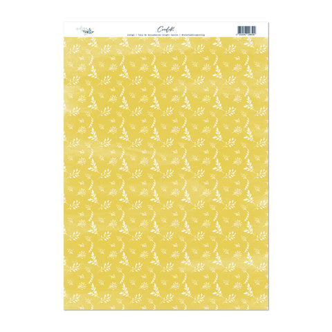 Bright Leaves Bookbinding Fabric 35x50cm INDIGO