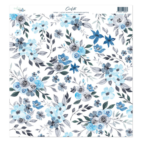 Vellum Bouquet 12"x12" INDIGO
