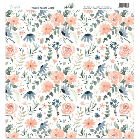 Vellum Flowers 12"x12" AMORE