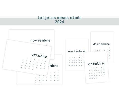 Tarjetas Descargables Meses Otoño