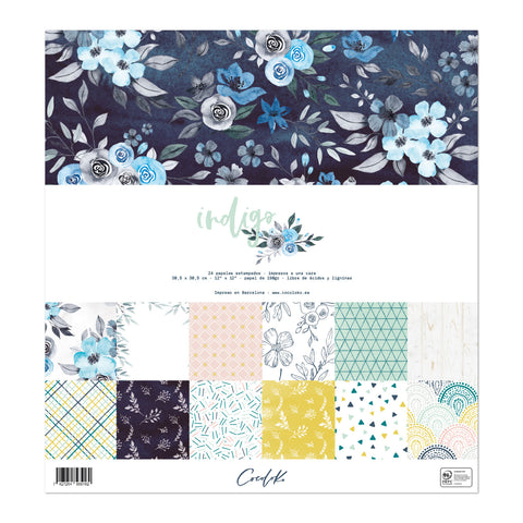 Pad of 24 papers 12"x12" INDIGO