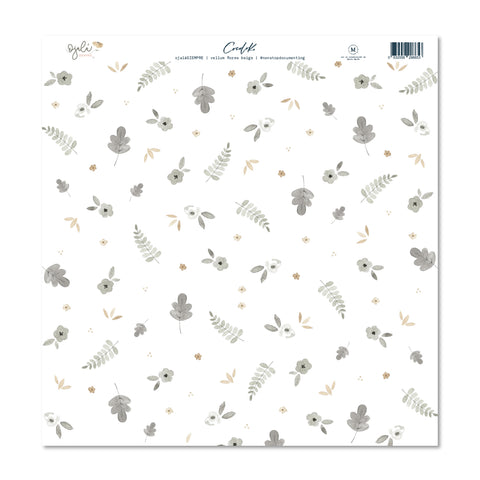 Vellum 12x12 a una cara "Flores Beige" OjaláSIEMPRE